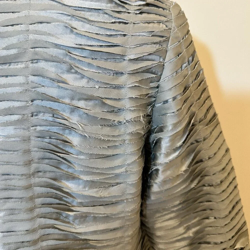 Chicos Blazer Jacket Women’s Size 1 Light Green Metallic Silky Raw Edge - Picture 6 of 15